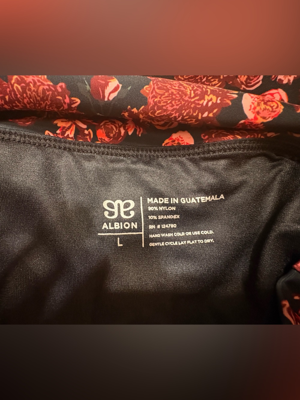 Albion Black Mini Skirt with Red Floral Print and Ruffle Hem - Picture 3 of 3